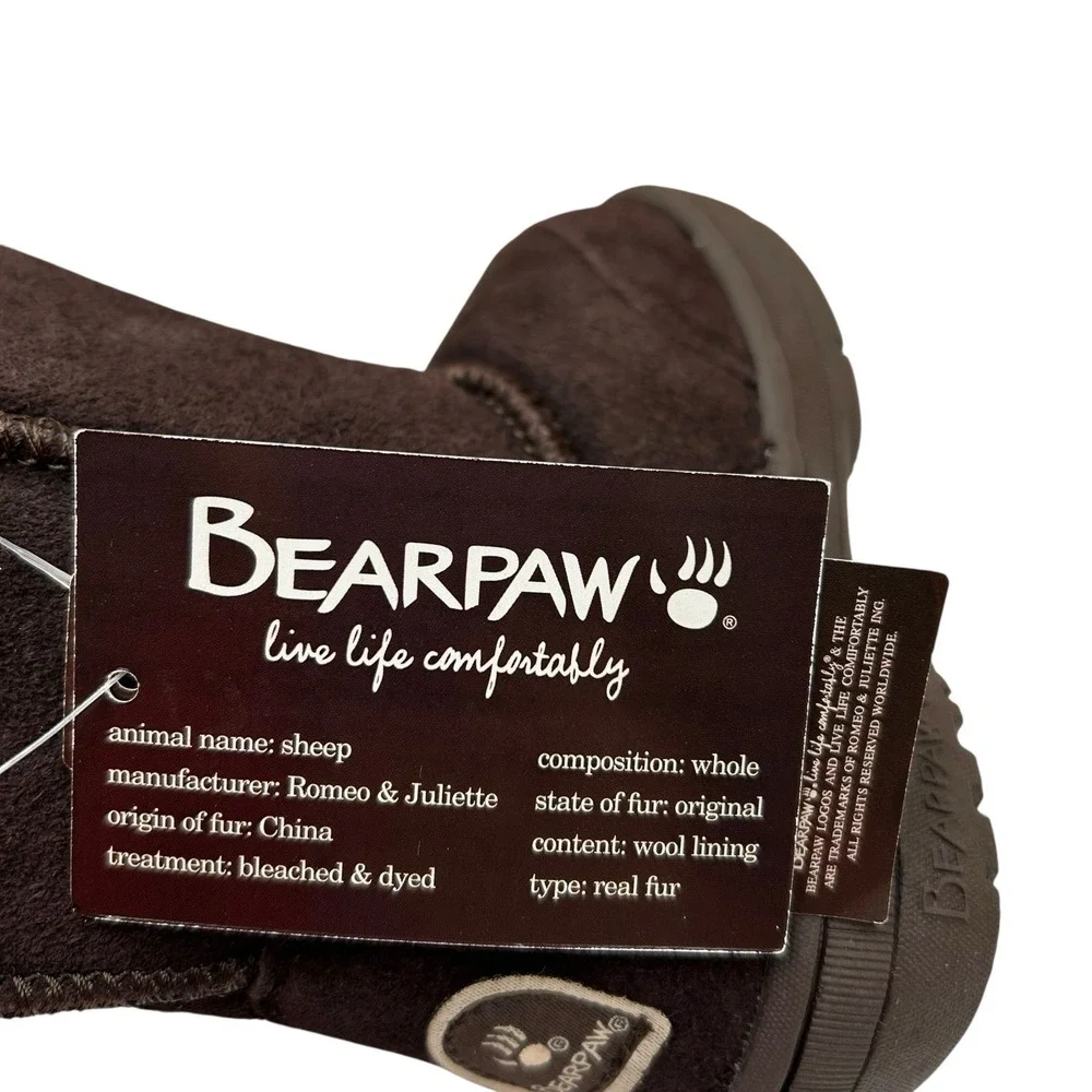 Bearpaw Toddler Boys Girls Winter Boots Size 8 Dark Brown Mid-Calf Pull-on Shoes